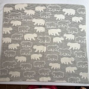 Pottery Barn Kids Polar Bear Baby Blanket Swaddle Grey Cream